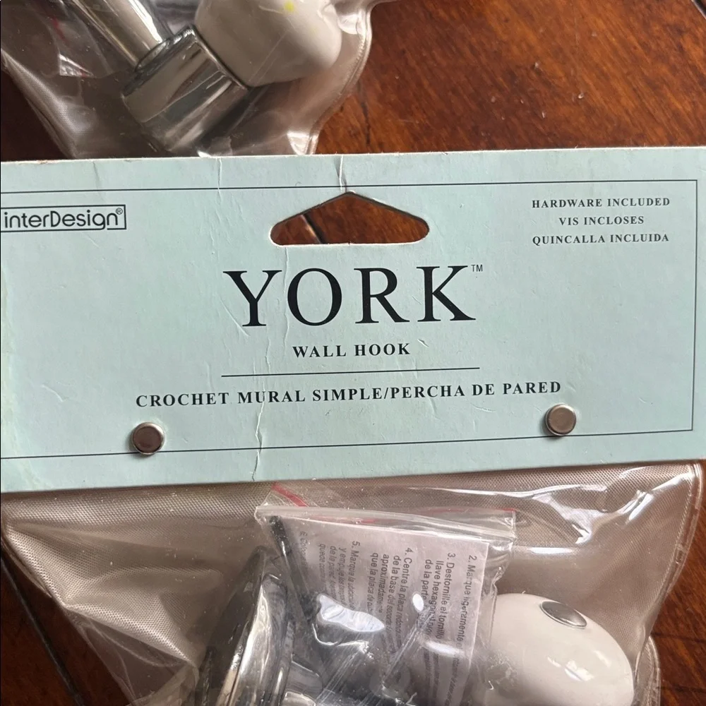 InterDesign Chrome and White Wall/Robe Hook Set of 2